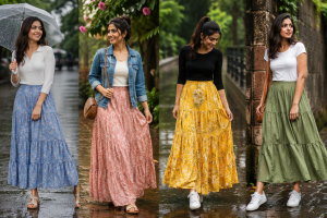  వర్షాకాలంలో స్టైల్ గా కనిపించాలంటే.. లాంగ్ స్కర్ట్ లను ఇలా ధరించండి..!
